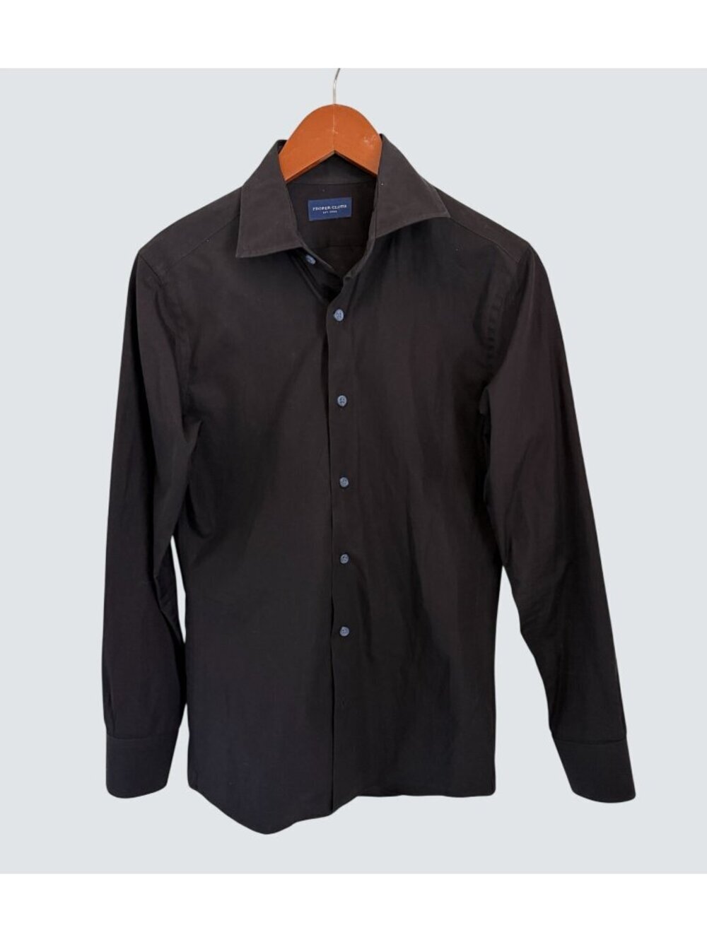 Proper Cloth Black Long Sleeve Cotton Dress Shirt 15.25-32.3 Button-Up R Tailore